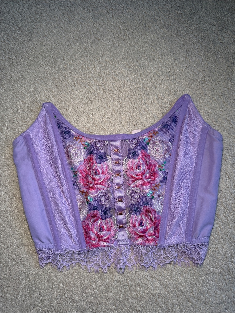 Victoria's Secret Lavender Floral Embroidered Lace Bandeau